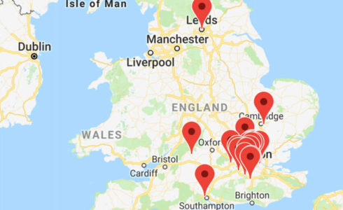 4D Monitoring pins showing energy consumption locations on UK map
